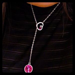 925 silver Swarovski lariat necklace in rose.